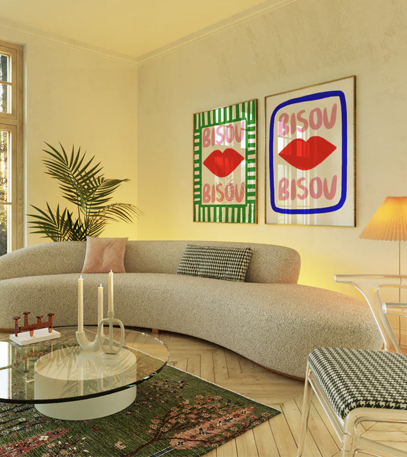 Bisou Bisou - Bleu - Affiche A3 Nephtys Illustrated