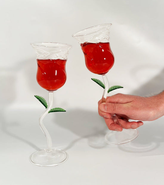 Set di 2 bicchieri a forma di rosa