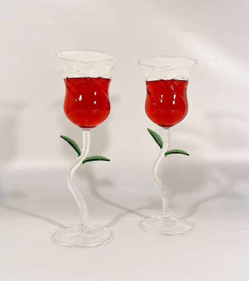 Set di 2 bicchieri a forma di rosa