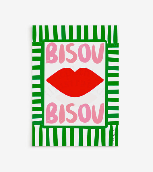 Bisou Bisou - Vert - Affiche A3  Nephtys Illustrated