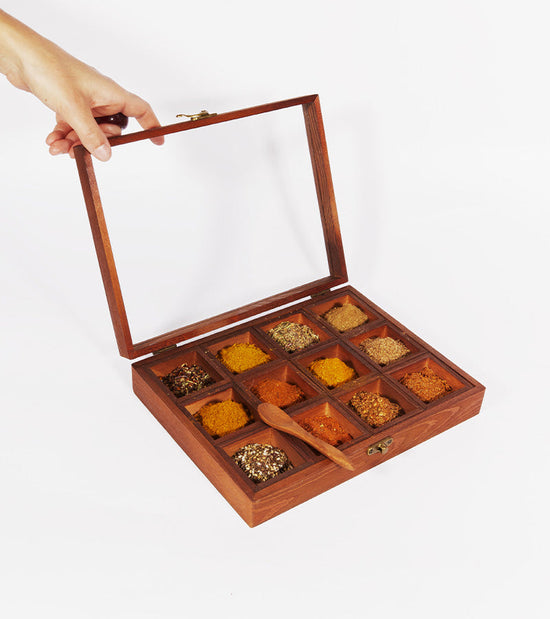 Boîte en bois à 12 mélanges d'épices