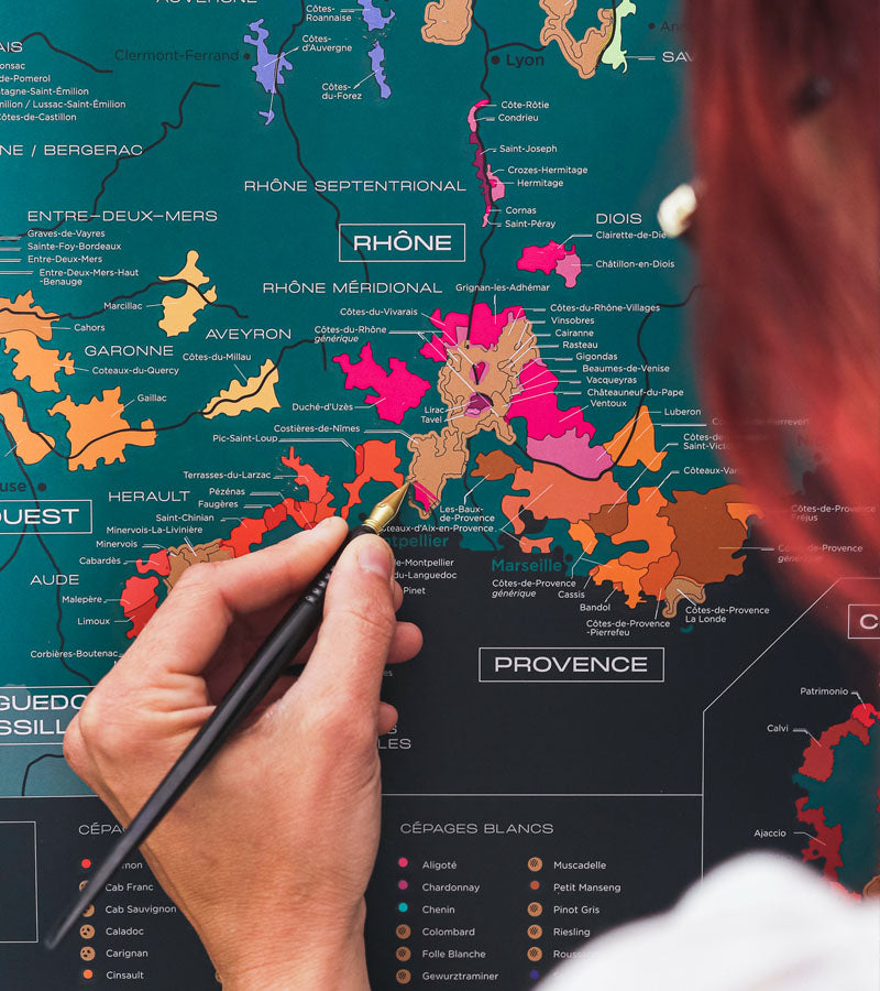 Carte à gratter : la France des vins  1020 Dégustations