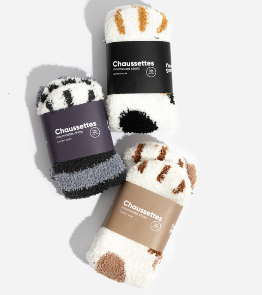 Chaussettes moumoute chat Rayé