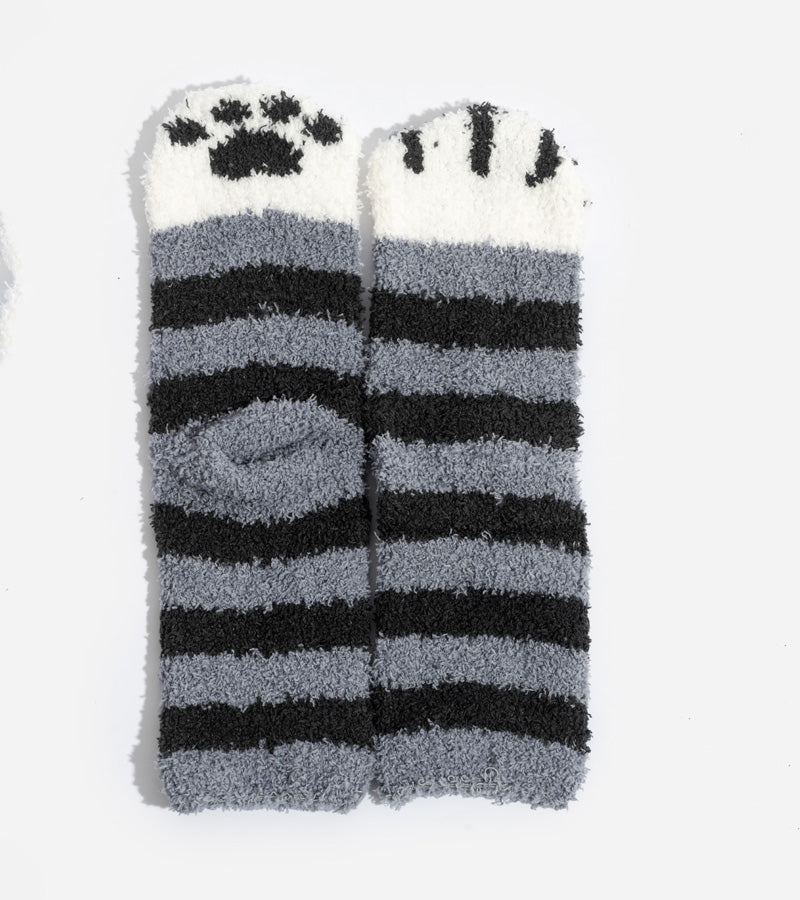 Chaussettes moumoute chat Tachetée marron