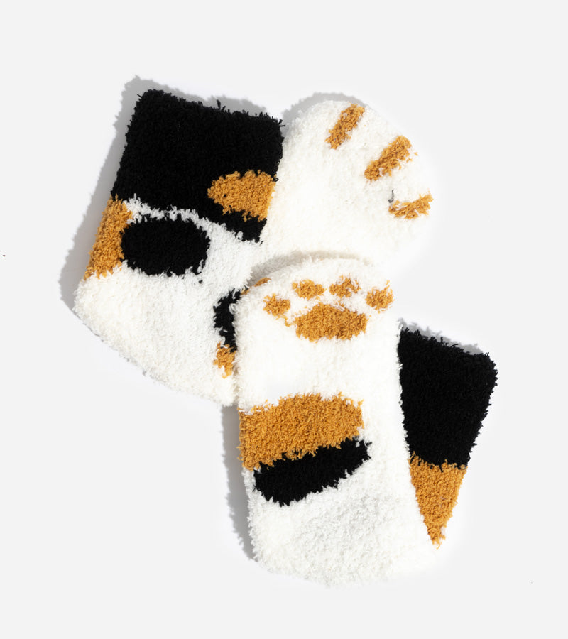 Chaussettes moumoute chat Tâchetée noir