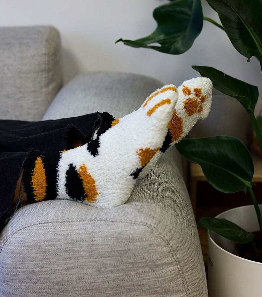 Chaussettes moumoute chat 