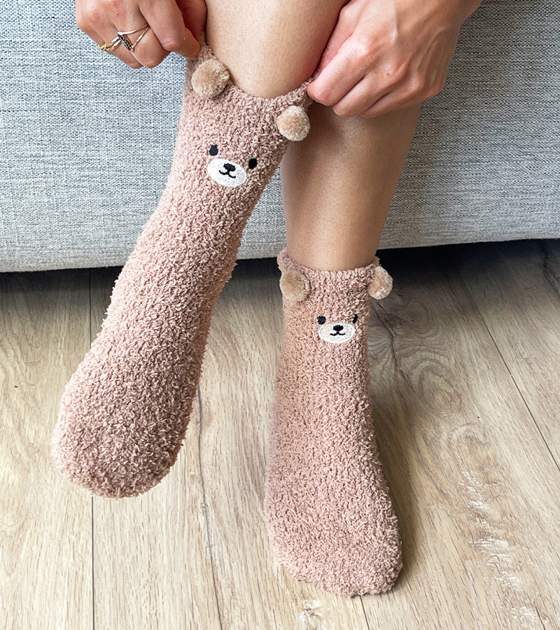 Chaussettes ourson en moumoute