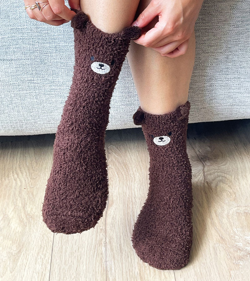 Chaussettes ourson en moumoute