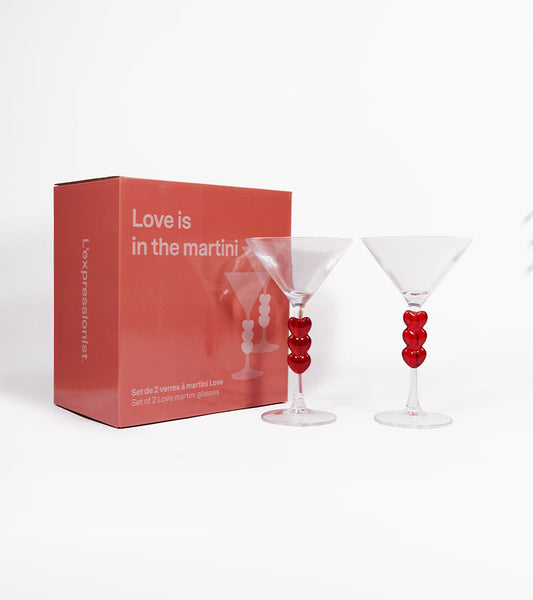 Coffret de deux verres martini love