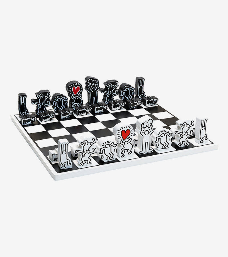 Set di scacchi Keith Haring bianco e nero