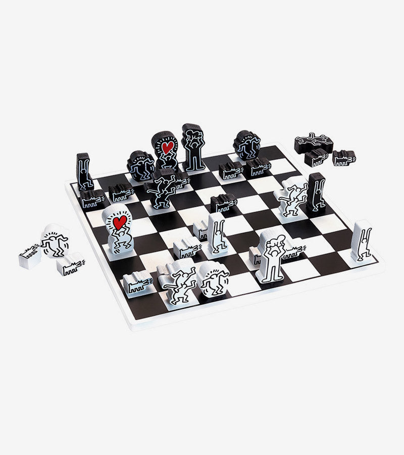 Set di scacchi Keith Haring bianco e nero