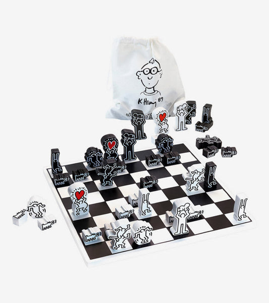 Set di scacchi Keith Haring bianco e nero