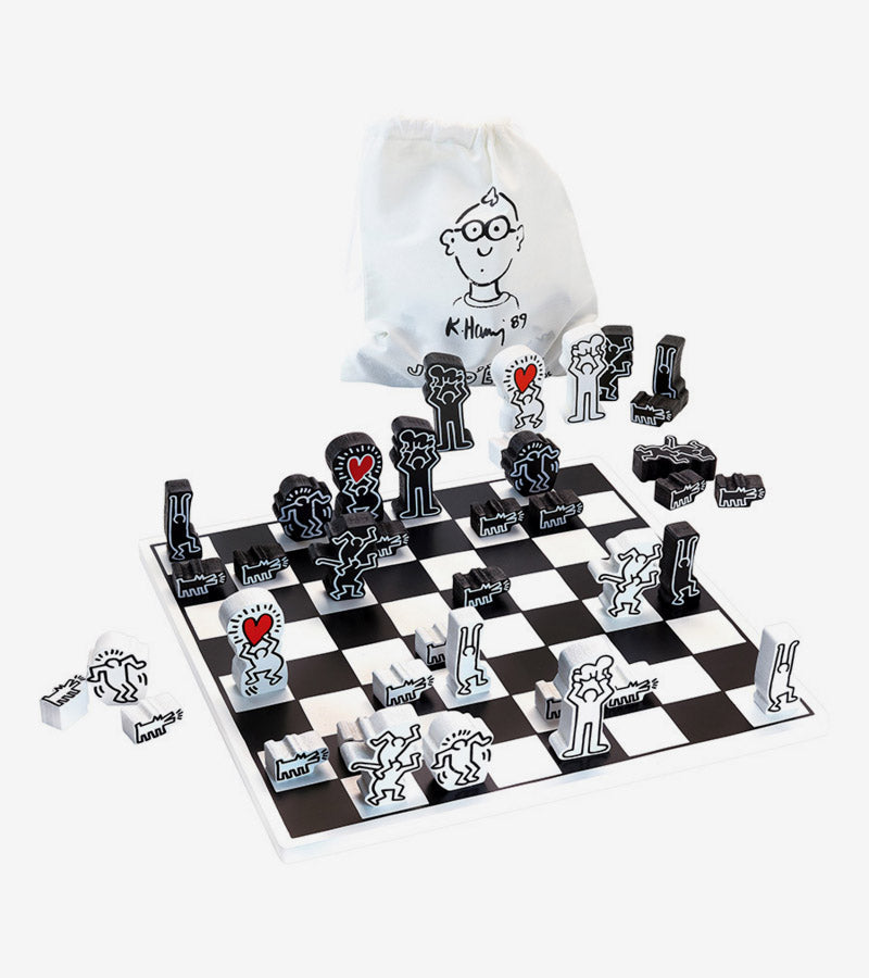 Set di scacchi Keith Haring bianco e nero