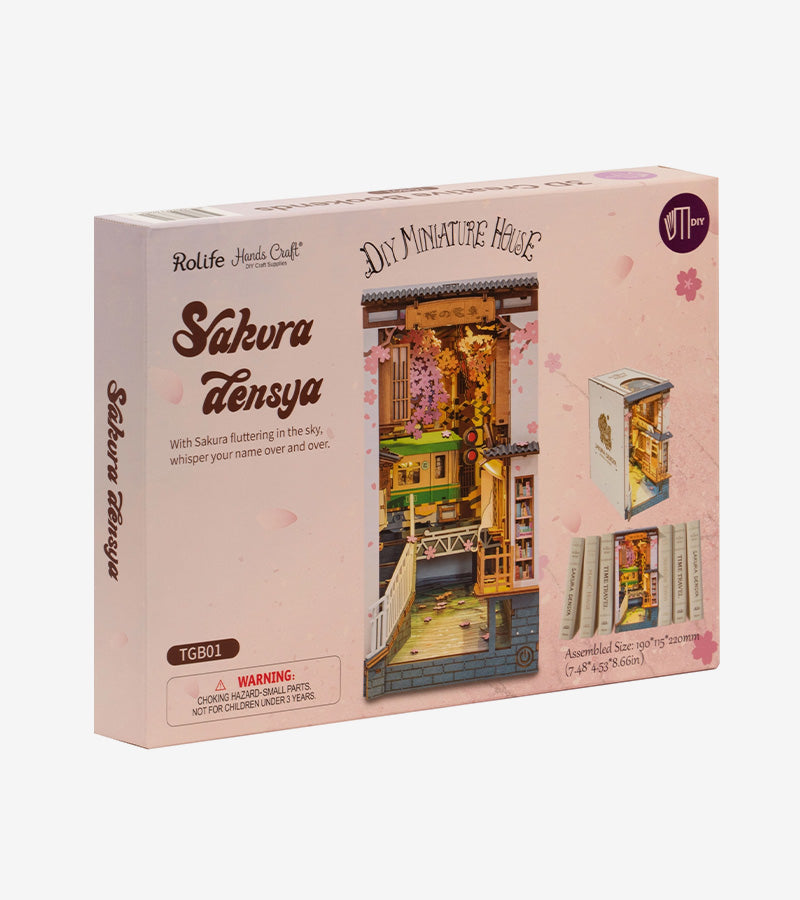 Kit DIY maison miniature en serre-livre - Sakura Densya  Robotime