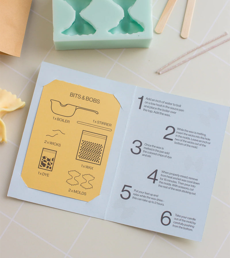 Kit DIY per realizzare candele a forma di pasta farfalle