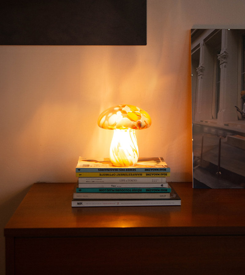 Lampe champignon chips en verre, sans fil