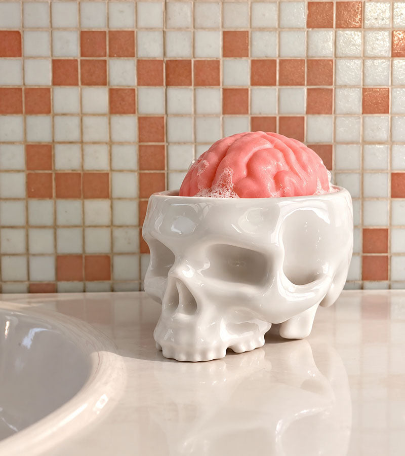 Portasapone a forma di teschio con sapone a forma di cervello – Brain Wash