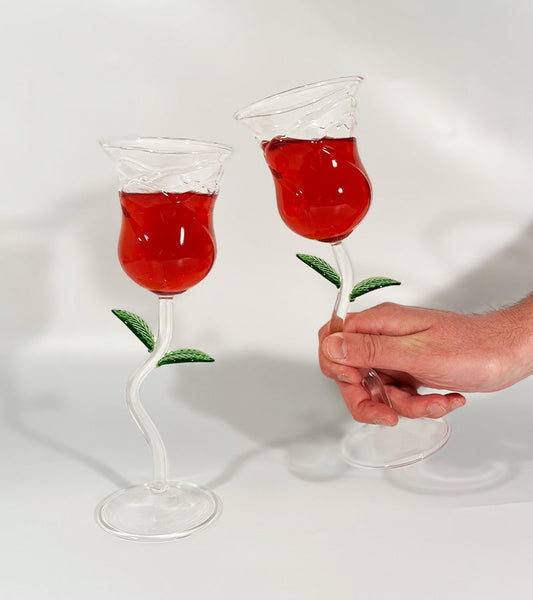 Set di 2 bicchieri a forma di rosa