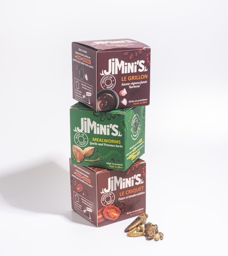Trio d'insectes comestibles pour l'apéro  Jimini's