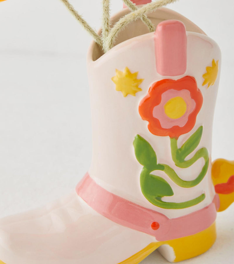 Vaso a forma di stivale da cowboy