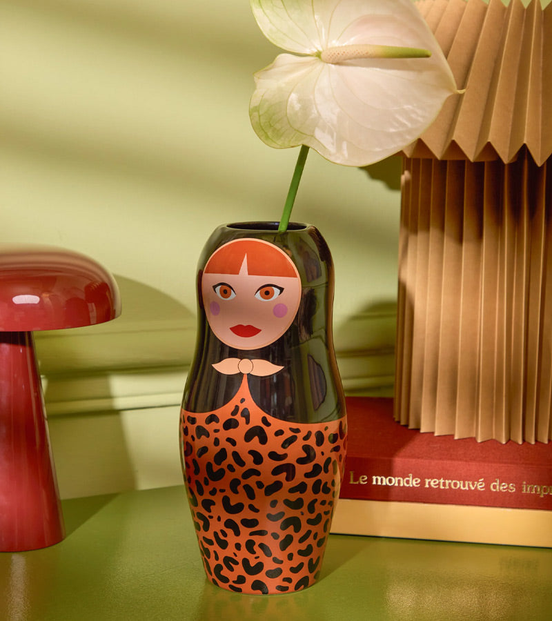 Vaso matrioska russa leopardato