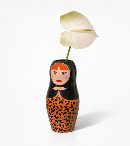 Vaso matrioska russa leopardato