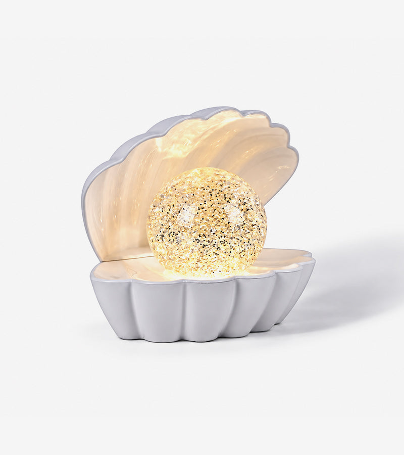 Luce notturna a conchiglia con glitter