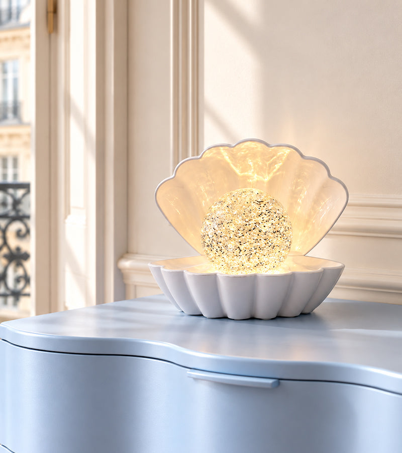Luce notturna a conchiglia con glitter